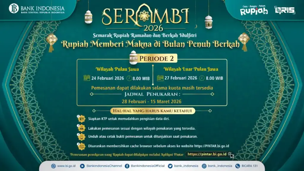 Jadwal Reservasi Penukaran Uang Baru 2026 di BI Pintar