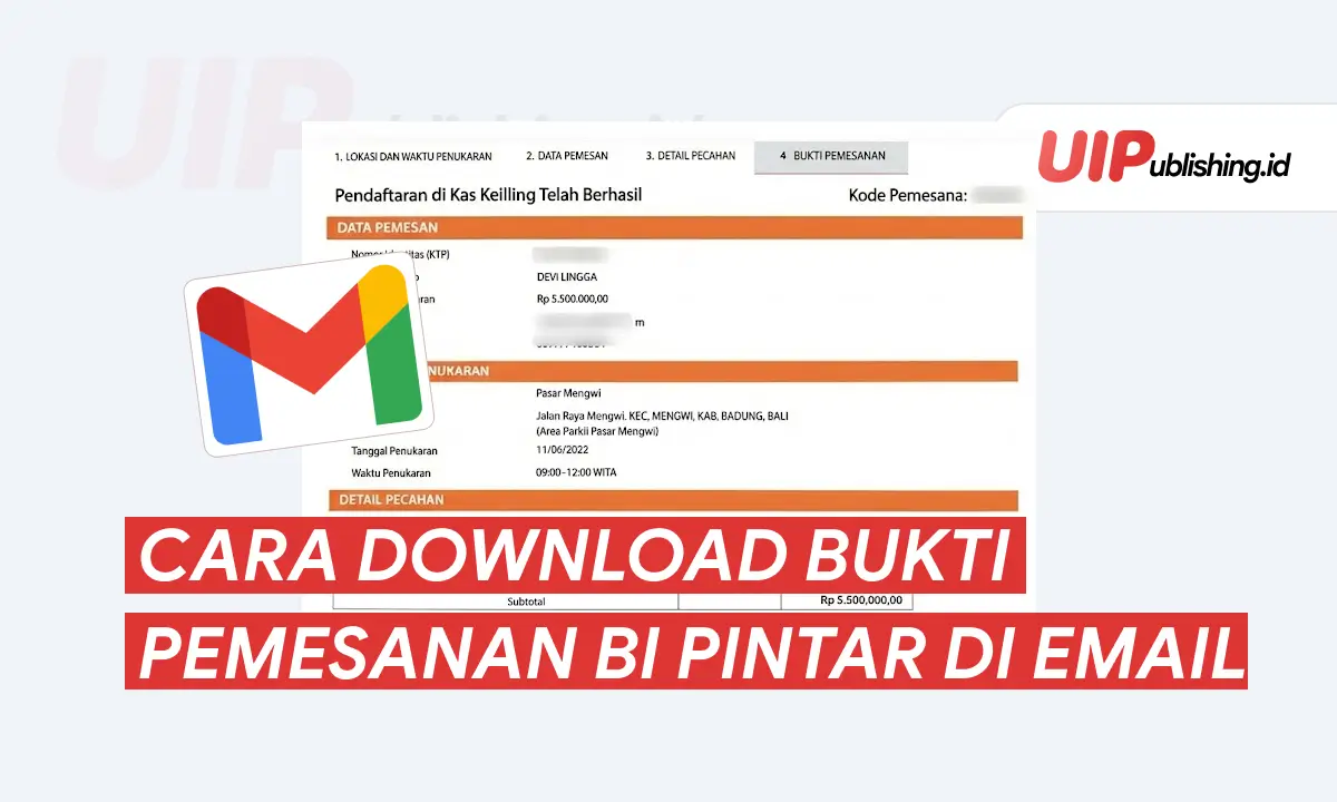 cara download bukti pemesanan bi pintar di email uipublishing.id
